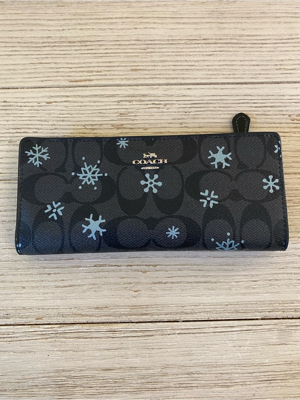 COACH Slim Wallet With Snowflake Print In Leather in Cornflower Multi CF329